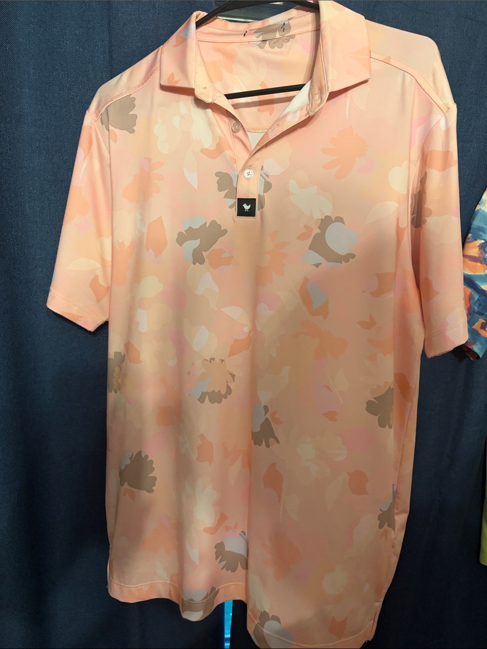 Bad Birdie Men's Coral Floral Polo Medium